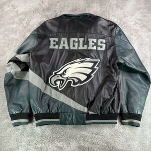 Vintage Y2K Philadelphia Eagles Leather Jacket Men's L NFL GIII Leather Big Logo